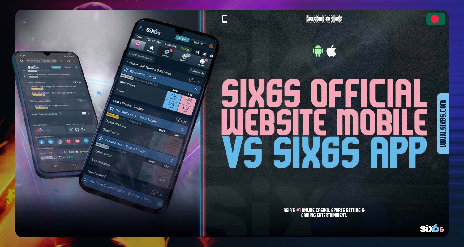 Comparison of the Six6s mobile application and the Six6s mobile website.
